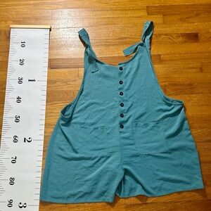 Peacock Blue Button-Front Jumpsuit with Tie Straps New w/o Tags Size 20